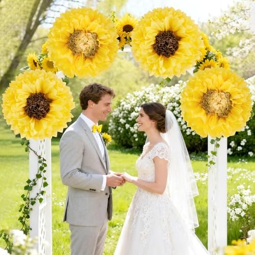 Sunflower Tissue Paper Flowers 19'' Giant Yellow Paper Flowers Decoration for Wall Large Sunflower Tissue Pom Poms Hanging for Spring Wedding Bridal Shower Birthday Classroom Bulletin Board Decor - Image 5
