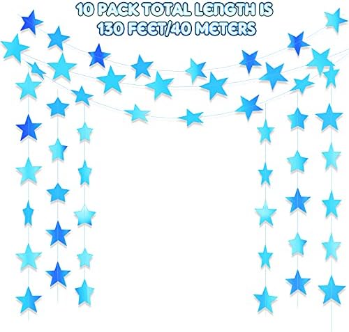 Patelai 130 ft Star Garland Banner Decor,Holographic Blue - Image 2