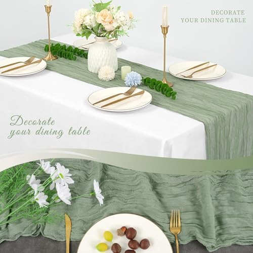 10 Pack Cheesecloth Table Runner 20 x 120 Inch, Sage Green - Image 5