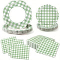 60Pcs Green Gingham Paper Plates and Napkins Party Supplies for 20 Guests by OuMuaMua