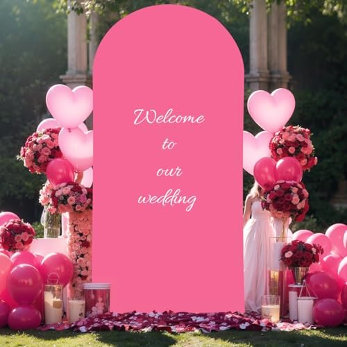 6 ft Arch Backdrop Cover Hot Pink - Double-Sided Spandex Arch Covers Stretchy Backdrop for Balloon Arches Birthday Party Baby Shower Banquet Wedding Photo Background - Image 7