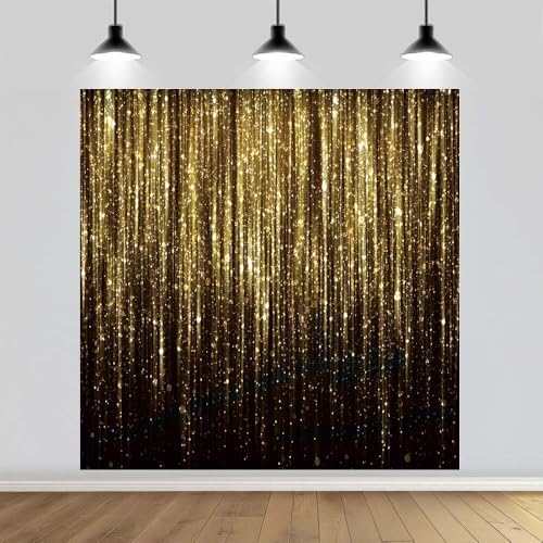 8x8 FT Black Gold Glitter Photo Backdrop Golden Spots Bokeh Sequin Portrait Photography Background Happy New Year Baby Shower Birthday Anniversary Party Banner Decorations Polyester - Image 6