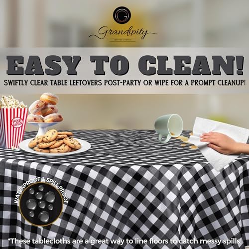 Grandipity Plastic Table Cloth Disposable 12 Pack 84" Round Gingham - Image 3