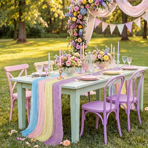8 Pcs Pastel Cheesecloth Table Runner 118" Cloth Runner - Image 3