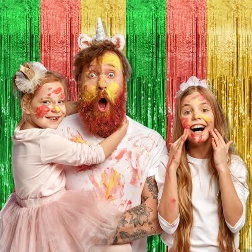 10 Pack Hawaii Party Backdrop Decorations Vibrant Summer Streamers Foil Fringe Curtains Metallic Tinsel Backdrop for Birthday Graduation Baby Shower Christmas Beach Holiday Party Decors - Image 3