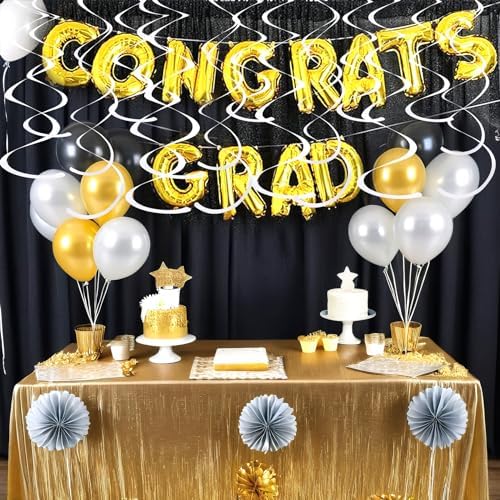 Sliver Ceiling Swirl Foil Decorations Hanging Plastic Streamer Themed Swirl Party for Graduation Celebration, Pack of 28 - Image 6