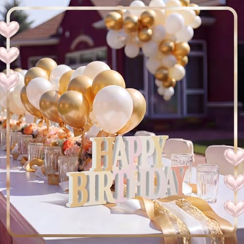 Novabright Happy Birthday Sign, Boho Champagne Gold, No Glitter - Image 6