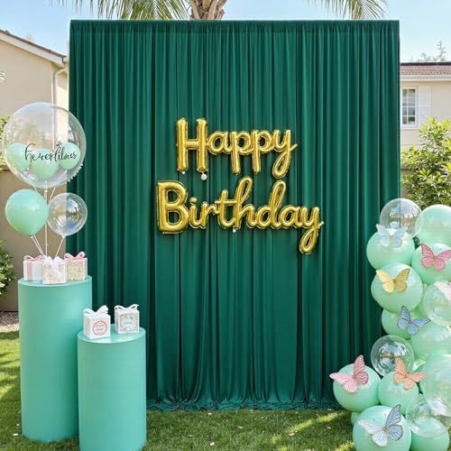 10x12 ft Forest Green Backdrop Curtains for Weddings, Birthdays and Photos - Image 6