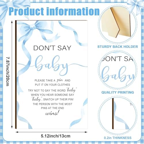 Patelai 321 Pcs Baby Shower Games Supplies, Blue Bow - Image 5