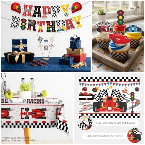 195Pcs Yingoto Race Car Birthday Party Decorations Tableware Set, Serves 25 - Image 6