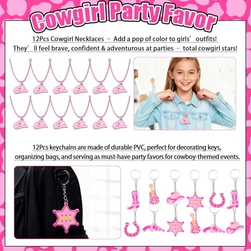 Cowgirl Party Favors Pack - For 12 Guests, Pink Goodie Bag Stuffers - Image 4