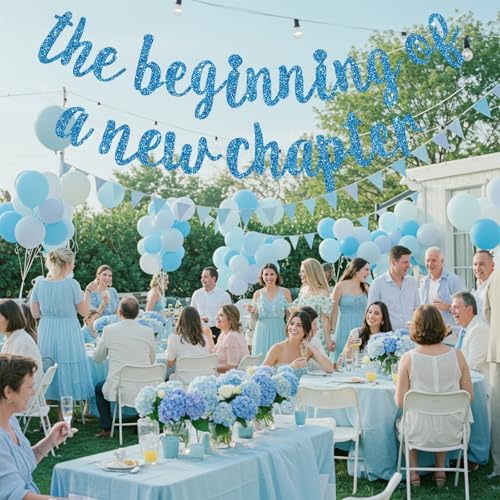 BEISHIDA Sky Blue Pre-Strung Glitter The Beginning of A New Chapter Banner - Image 6