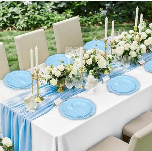 175 Pcs Light Blue Plates and Napkins Blue Party Supplies Serve 25 Guest - Image 6