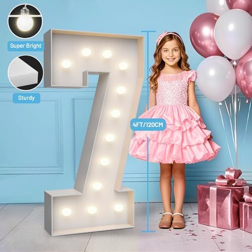 4FT Light Up Marquee Number 7- Large Foam Board Mosaic Kit - Image 3