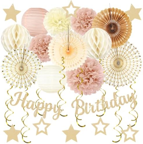 Birthday Decorations for Women, Champagne-Gold Birthday Party Decorations by ZERODECO