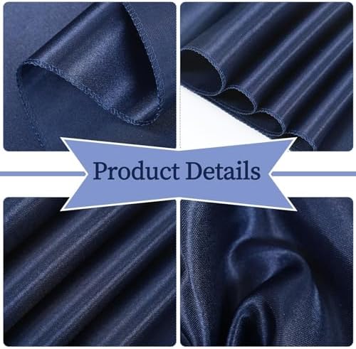 fani 60 PCS Satin Chair Sashes, 7x78 Inch, Navy Blue - Image 3