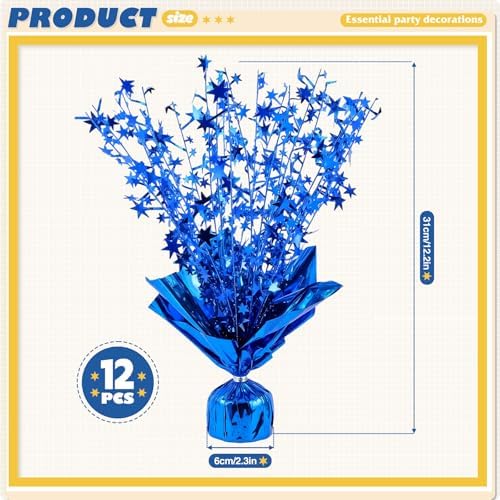 12 Pack Metallic Foil Spray Centerpiece Star Table Decoration Burst Table Centerpieces for Birthday Weddings Anniversaries Christmas New Year Holiday Party Supplies Decor (Blue) - Image 2