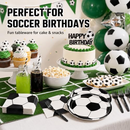 72 Pcs Soccer Plates Napkins and Forks Set, 7 Inch, Serves 24 Guests - Image 4
