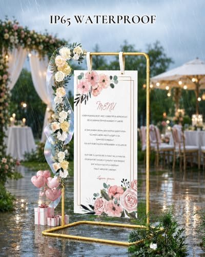 Wedding Sign Holder - Adjustable Welcome to Our Wedding Sign Stand Stand with 39 Premium Templates & Leather Straps, 64"x 30"x 20" Heavy Duty Easel Stand for Sign Display Poster, Wedding, Birthday - Image 2