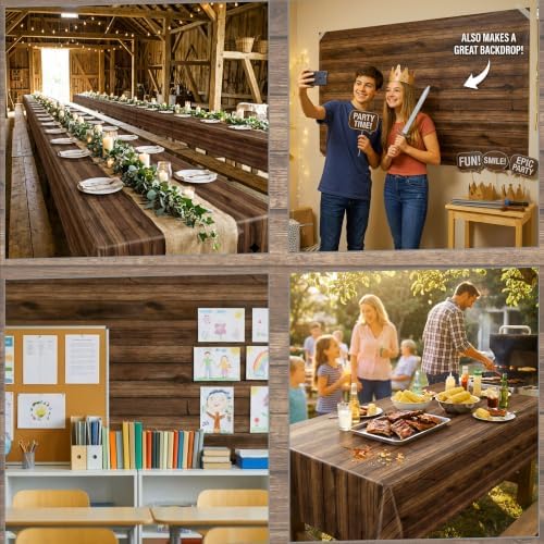 300FT x 54IN Wood Grain Plastic Tablecloth Roll with Slide Cutter Box - Image 4