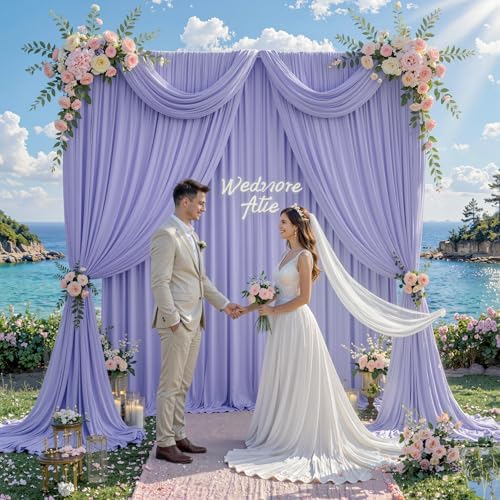 20 ft x 10 ft Wrinkle Free Lavender Backdrop Curtain for Parties, Polyester Light Purple Photo Backdrop Drapes 4 Panels 5x10ft for Baby Shower Photoshoot Wedding Birthday Party Photography Curtains - Image 6