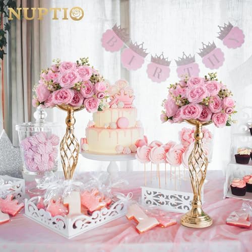 NUPTIO Gold Centerpiece Stand for Table, Twist Style , 17.7" Tall, 10 Pcs - Image 3