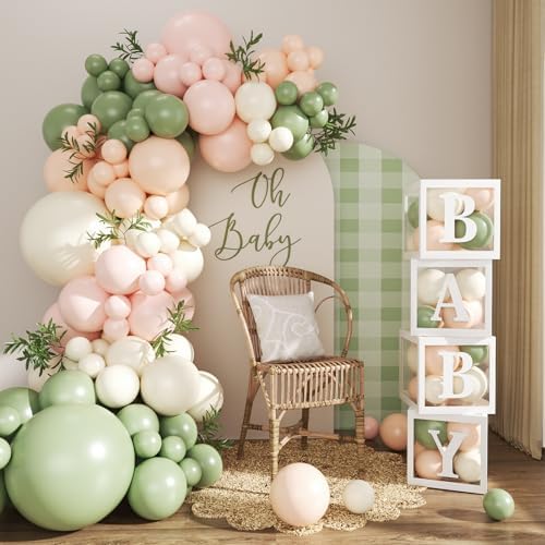 CROSSFINGERS Pink and Sage Green Wildflower Baby Shower Decorations by CROSSFINGERS