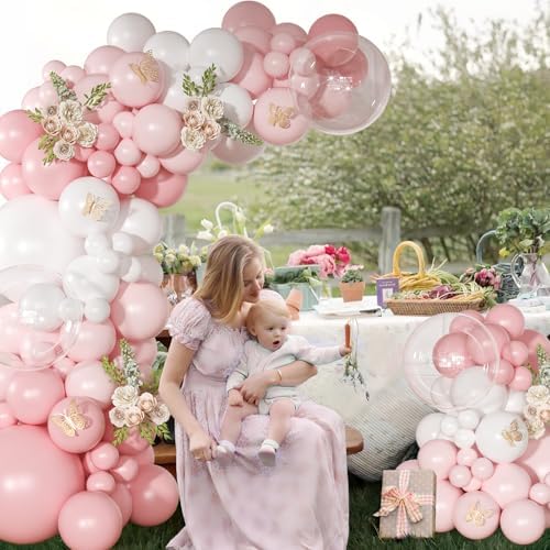 Light Pink Balloon Arch Kit, Baby Pink White Balloon Garland Kit - Image 2