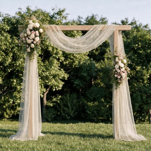 Artoid Mode 6-Pack Pearl Beige Gauze Table Runner 10FT Home Decor - Image 3