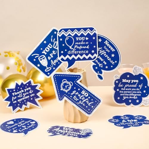 24pcs Customer Service Week Appreciation Decor Photo Prop, Blue, Silver - Image 4