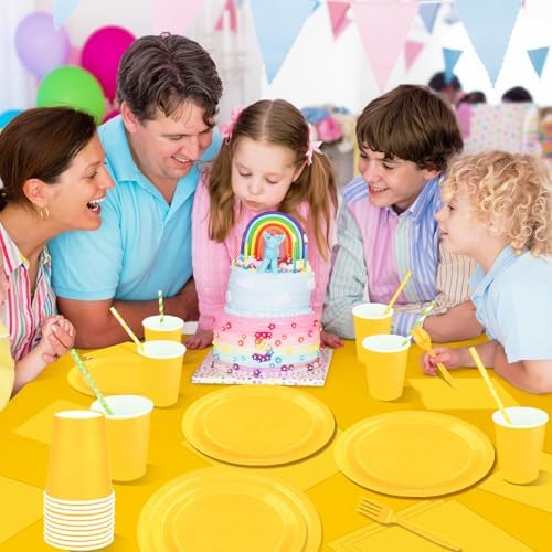229PCS Yellow Party Supplies Set Disposable Paper Plates Cups - Image 4