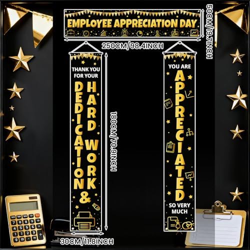 Smoothnovelty 3 Pcs Gold Employee Appreciation Day Banner - Image 2