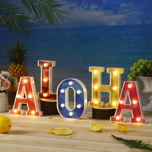 Hawaiian Aloha Luau Party Light up Sign Decorations - Image 4