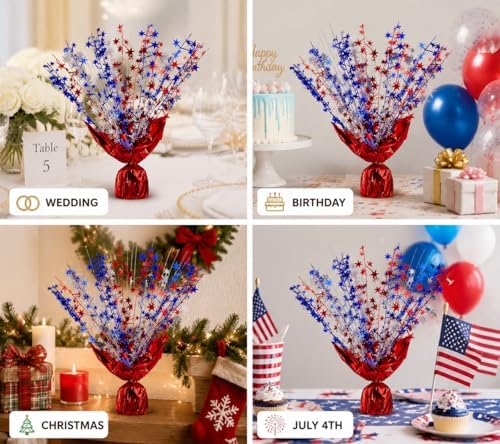 6 Pack Metallic Foil Spray Centerpiece Stars for Wedding, Birthday, Anniversary, Christmas Table Decor, Holiday Festival Baby Shower Graduation Mantle Party Decorations (Red&Blue&Lridescent) - Image 5