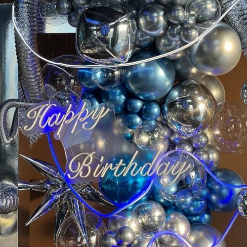Voircoloria 130pcs Metallic Blue Balloons Arch Kit, 18 12 10 5 Inch - Image 6