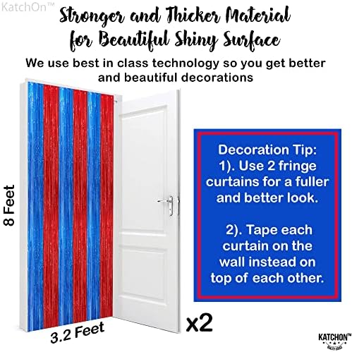 KatchOn Xtralarge Streamers, Red and Blue - 8x3.2 Feet, Fringe Curtain - Image 2