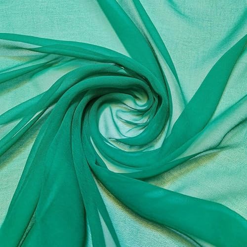 30 Yard Chiffon Fabrics, 44" Wide, Lightweight, Sheer – Emerald Green - Image 3
