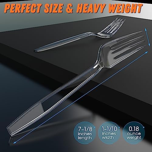 Dipoo 7.1" Clear Plastic Forks Heavy Duty, 360 Count - Image 5