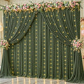 30 x 10ft Olive Green Backdrop Curtains with Lights String by PartyTalk