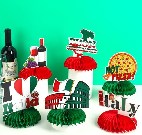 JULMELON 8 Pack Italian Themed Honeycomb Centerpieces Italian Party Favors - Image 3