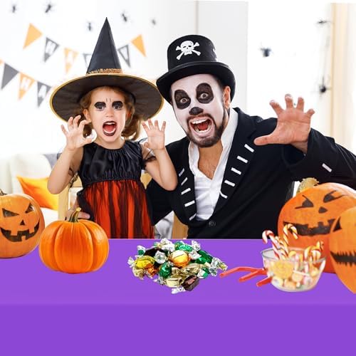 12 Pack Halloween Tablecloth, Orange Black Purple Plastic Table Cloths - Image 7