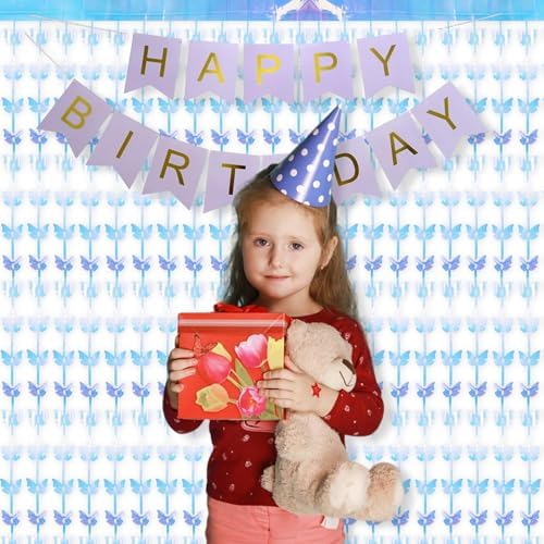 BRAVESHINE Iridescent Hanging Butterfly Foil Fringe Curtain - 2 Pack 3.2x6.6ft Holographic Party Streamers Backdrop for Bridal Shower/Mermaid/Fairy/Butterfly Birthdays Decorations - Image 4