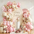 Blocesa Pearl Pink and Gold Balloons Arch Kit Double Stuffed,Party Decor. by Bloces
