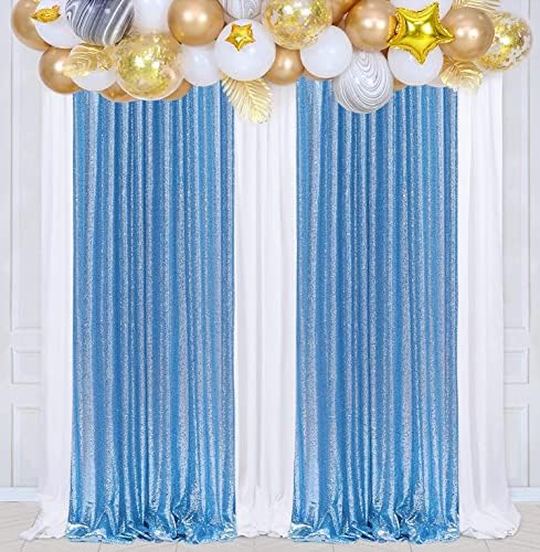 Poise3EHome Baby Blue Sequin Backdrop Curtain,2pcs 2FTx8FT Glitter Panels for Birthday Party Baby Shower Wedding Christmas Thanksgiving Holiday Festival Decor by Poise3EHome