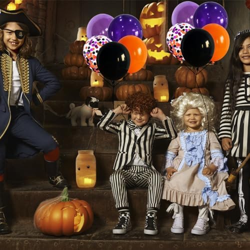 60Pcs Black Orange Purple Balloons, 12 Inch Balloon Purple Black Orange Party Balloons with Confetti Latex Helium Balloon for Birthday Festival Party Decoration Halloween Theme Party Indoor Outdoor - Image 6