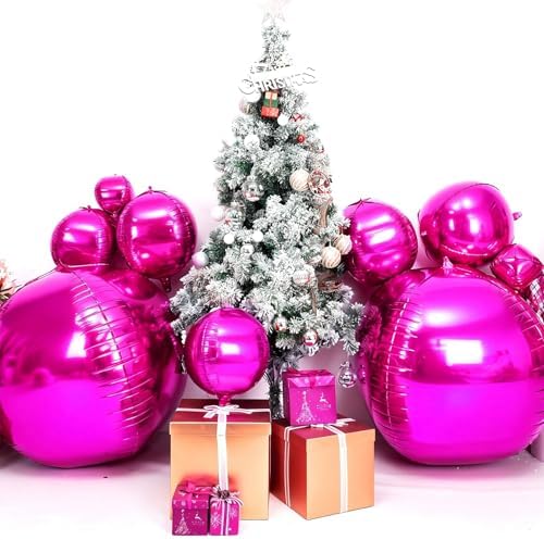 50 Inch Metallic Hot Pink Round Foil Balloons 3pcs Large Balloons - Image 5