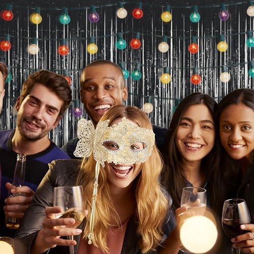 3 Pack 3.28ft x 6.56ft Black Metallic Tinsel Foil Fringe Curtains, Photo Booth Backdrop Party Decorations for Birthday Wedding Baby Shower Graduation Bachelorette New Years - Image 5