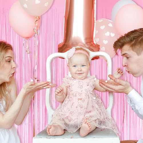 10 Pack Pink Foil Curtain Backdrop 3.2ft x 8.2ft Macaron Tinsel Foil Fringe Curtains Streamer Photo Booth Backdrop for Birthday Party Baby Shower Engagement Wedding Holiday Decoration (Macaron Pink) - Image 6