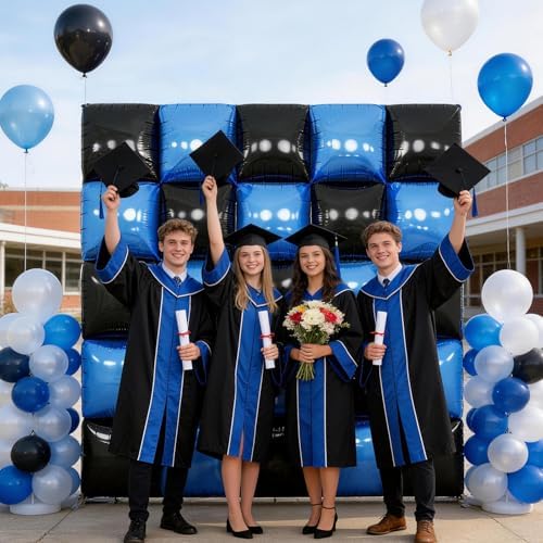 Black Blue Square Foil Balloon Wall,25Pcs Double Sided Foil Balloons - Image 4