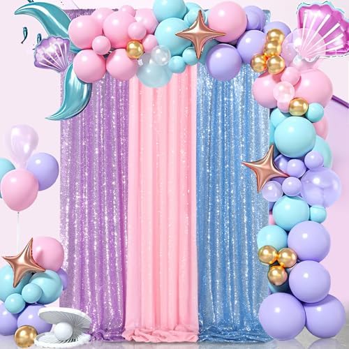 Pink Sequin Backdrop Drapes 4 Panels 2FTx8FT Glitter Backdrop Curtains - Image 2